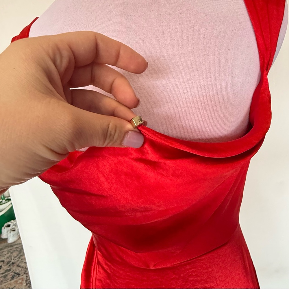 RunAway Havana Sexy Vixen Red Satin Mini Dress unique low back date night hot 💃 - Picture 11 of 16